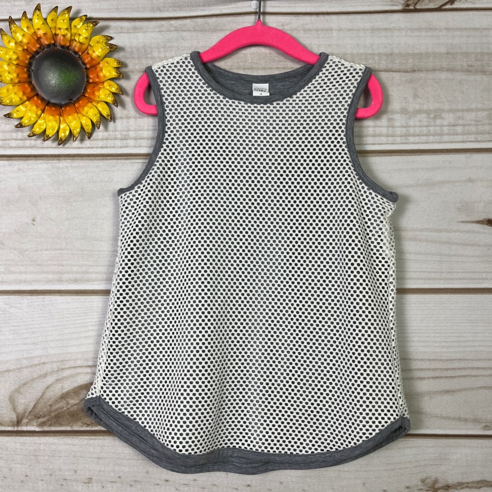 Athleta Girl White Mesh Tank Top Kids Size S Sleeveless Athletic Casual Top
